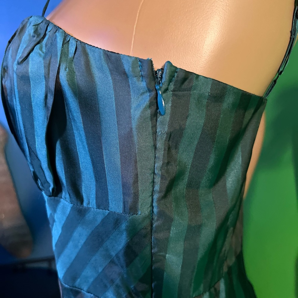 NWT $293 Betsey Johnson | Y2K | Unlined Teal Striped Corset Ruffle Dress | 4 - Picture 10 of 17